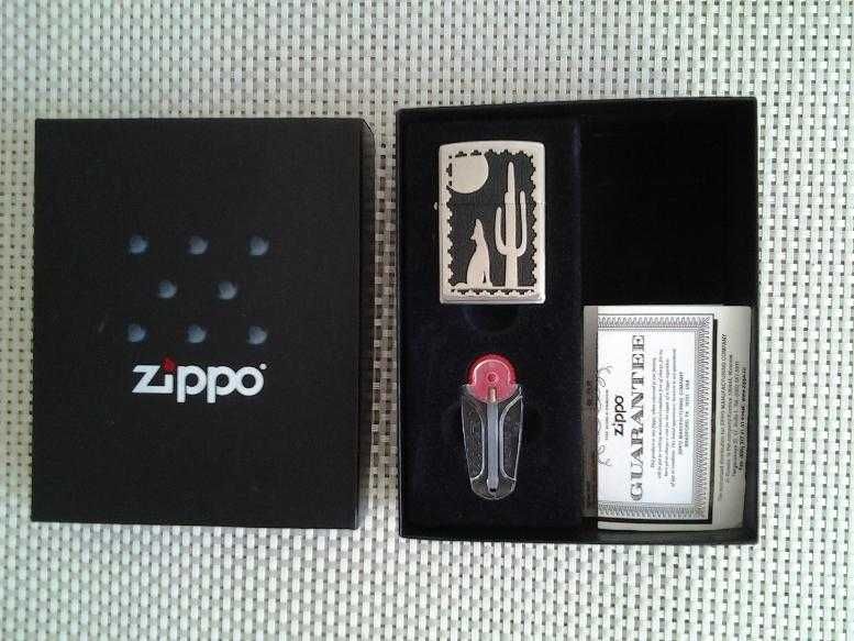 Новая зажигалка Zippo BRADFORD, рисунок Волк + кактус, США