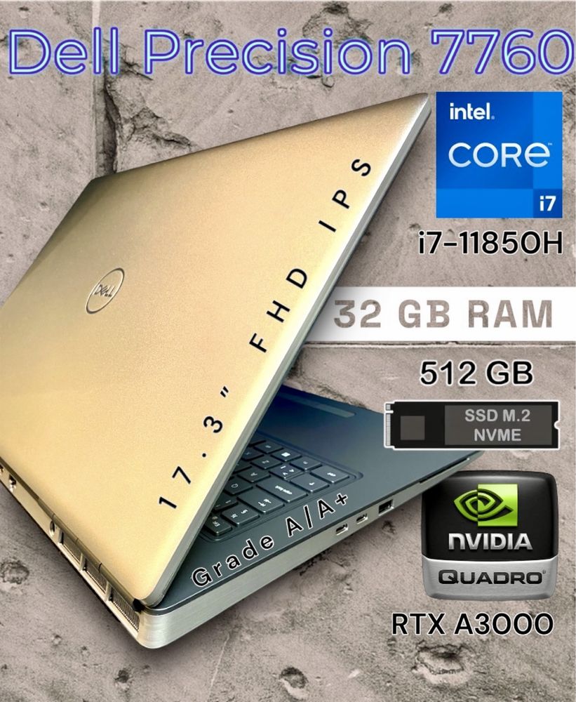 DELL Precision 7750/7760 17.3” FHD IPS i7 32-64GB/512-1TB RTX A3000!