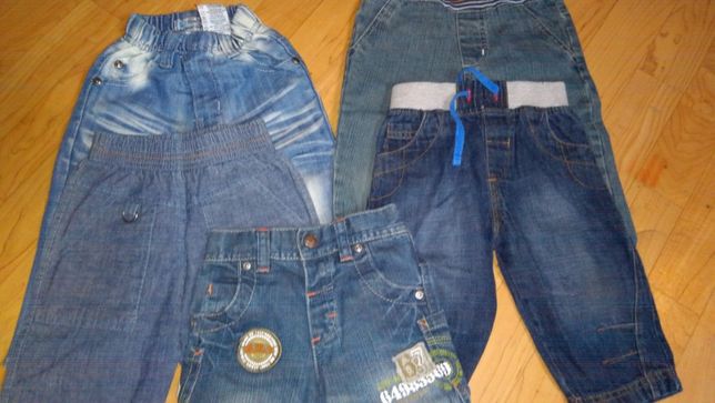 Spodnie jeansy dzinsy chłopięce r.68-80, 6-12m jak NOWE, dla dzieci