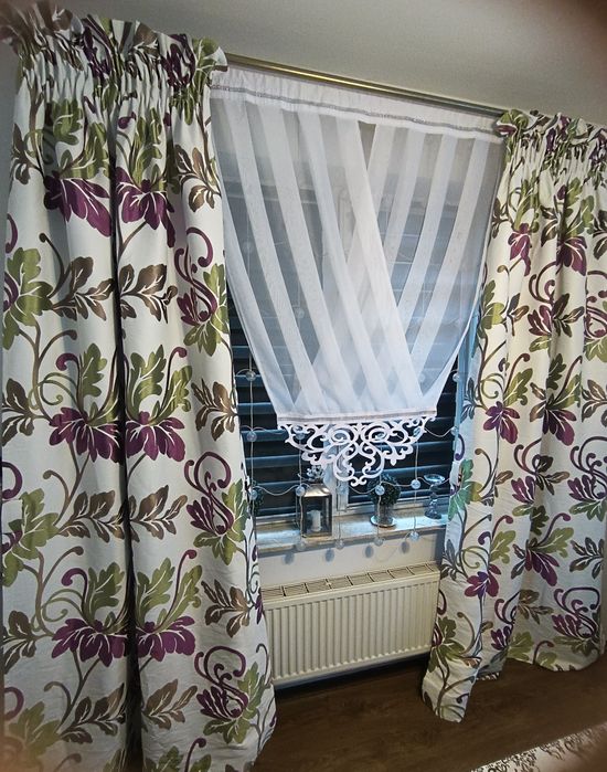 Eleganckie grube zasłony w kwiaty 2 sztuki