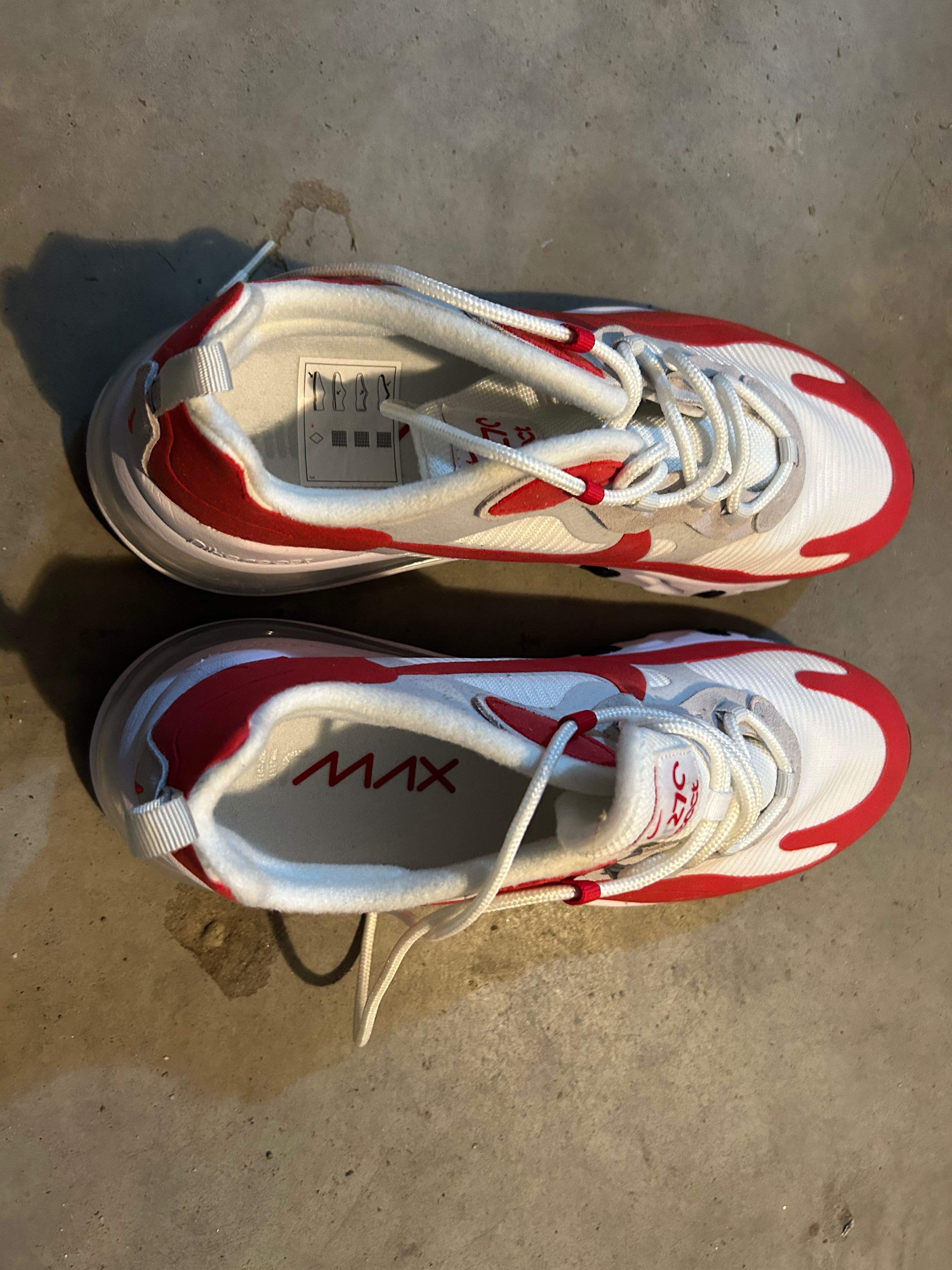 Nike Air Max 270 React, white red - nowe, 44, oryginalne