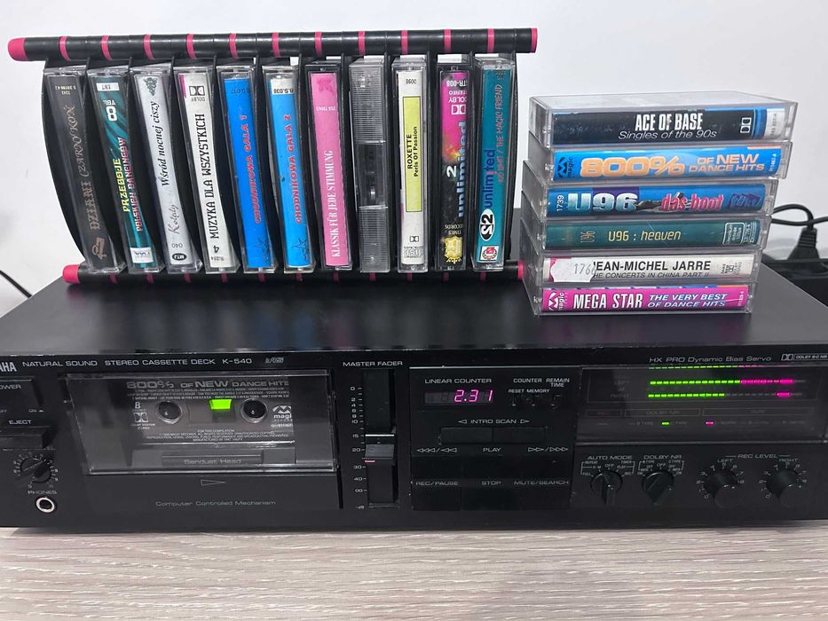 Magnetofon Yamaha K-540 Dolby HX Pro B C +zestaw kaset magnetofonowych