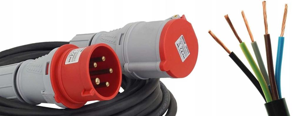 PRZEDŁUŻACZ SIŁOWY 5x2,5 10m 16A 400V Gruby Elastyczny - WYPRZEDAŻ