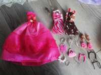 Amarantowa sukienka balowa zestaw ubrań dla lalki Barbie i nie tylko