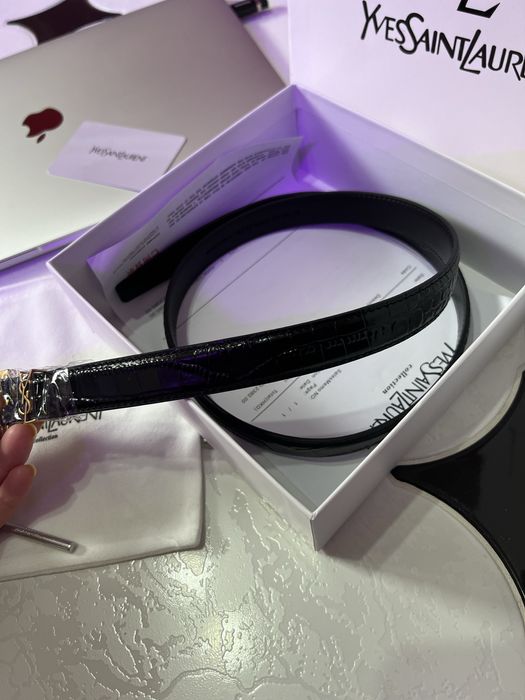 Ремень YSL Yves Saint Laurent Belt Gold Croco 2.0 Ив Сен Лоран премиум