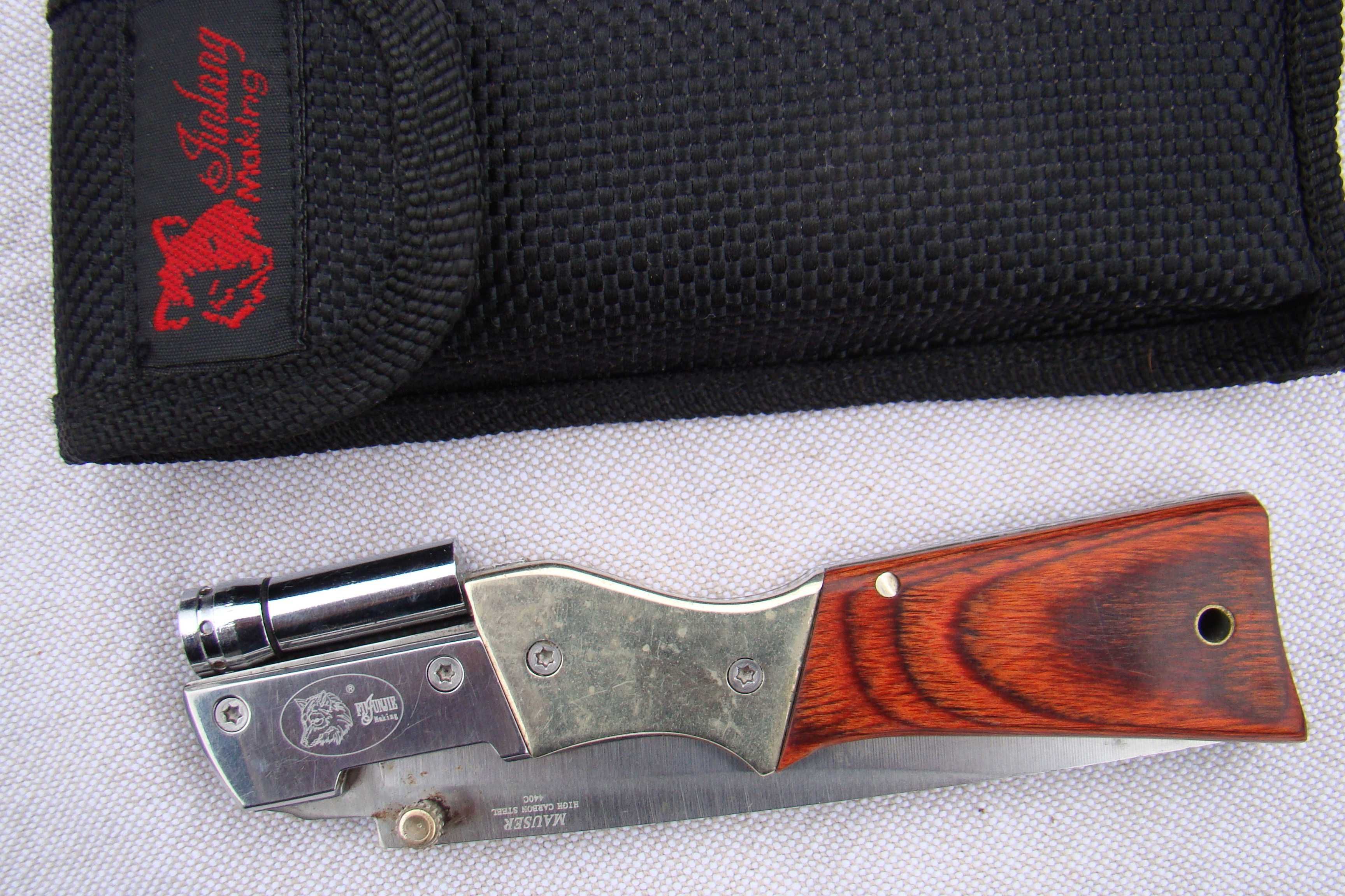 Ножик туристический с фонариком MAUSER Hioh Carbon Steel 440C Fujunjie