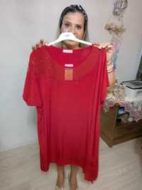 Wikiland Plus Size  Czerwona Bluzka Tunika Sukienka