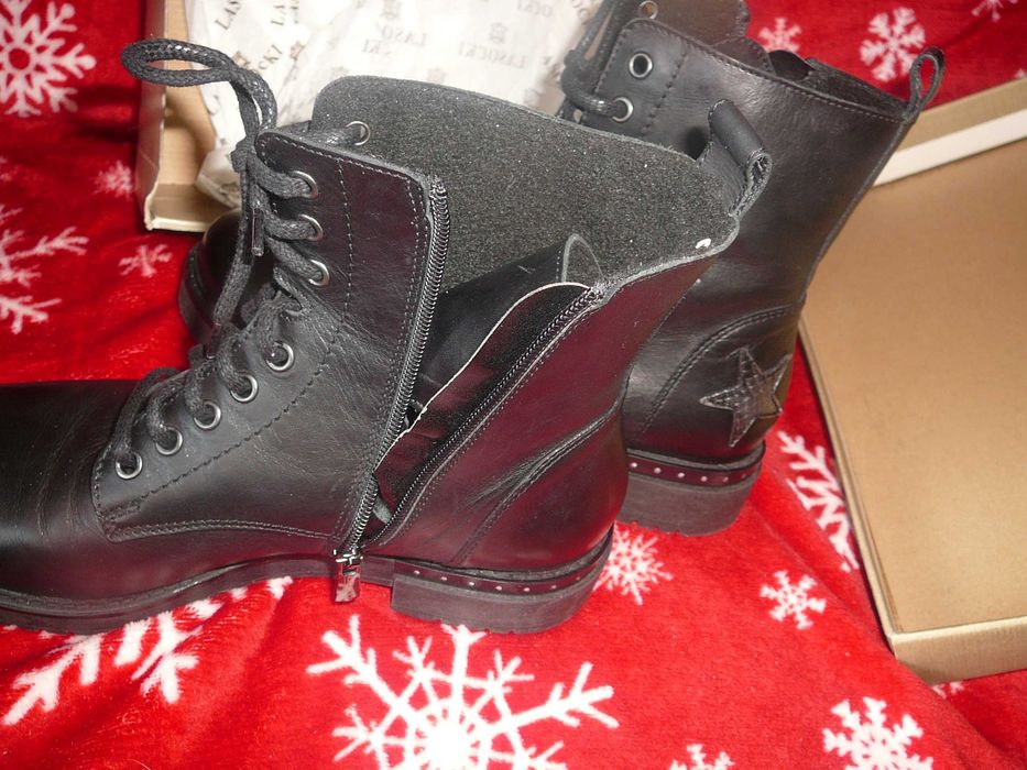 Trapery Lasocki skóra naturalna  czarne 37  wewn. 24,5 cm Nowe