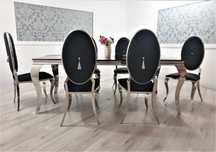 EXTRA Glamour Jadalnia Stół 200x100 + 6 Krzeseł OVAL
