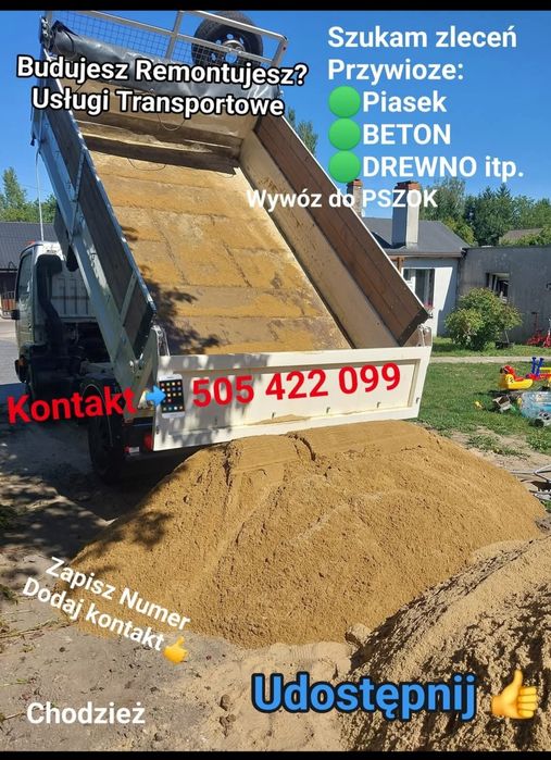 Transport Wywrotka Piasek Ziemia Drewno materiały budowlane itp.
