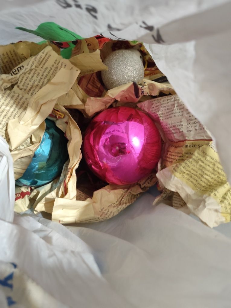 Bombki choinkowe ozdoby PRL karton mix