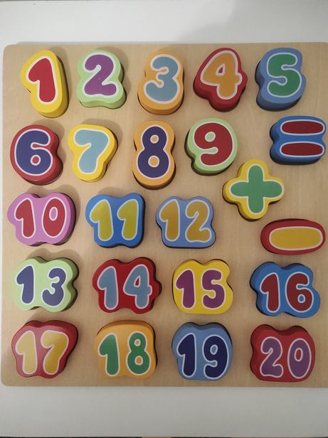 Lidl Playtive Junior drewniana układanka dziecięca cyfry liczby