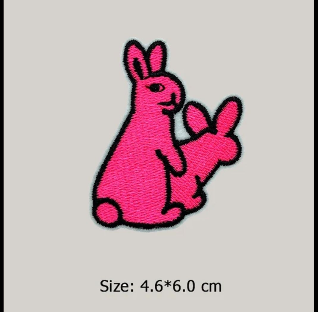 Naprasowanka różowe króliczki na ubranie łatka haftowana