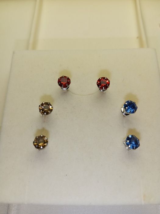 Srebrne kolczyki 925 sztyfty komplet zestaw 3 pary piękne wyprzedaż