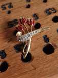 Broszka vintage retro tulipany emalia biżuteria kostiumowa