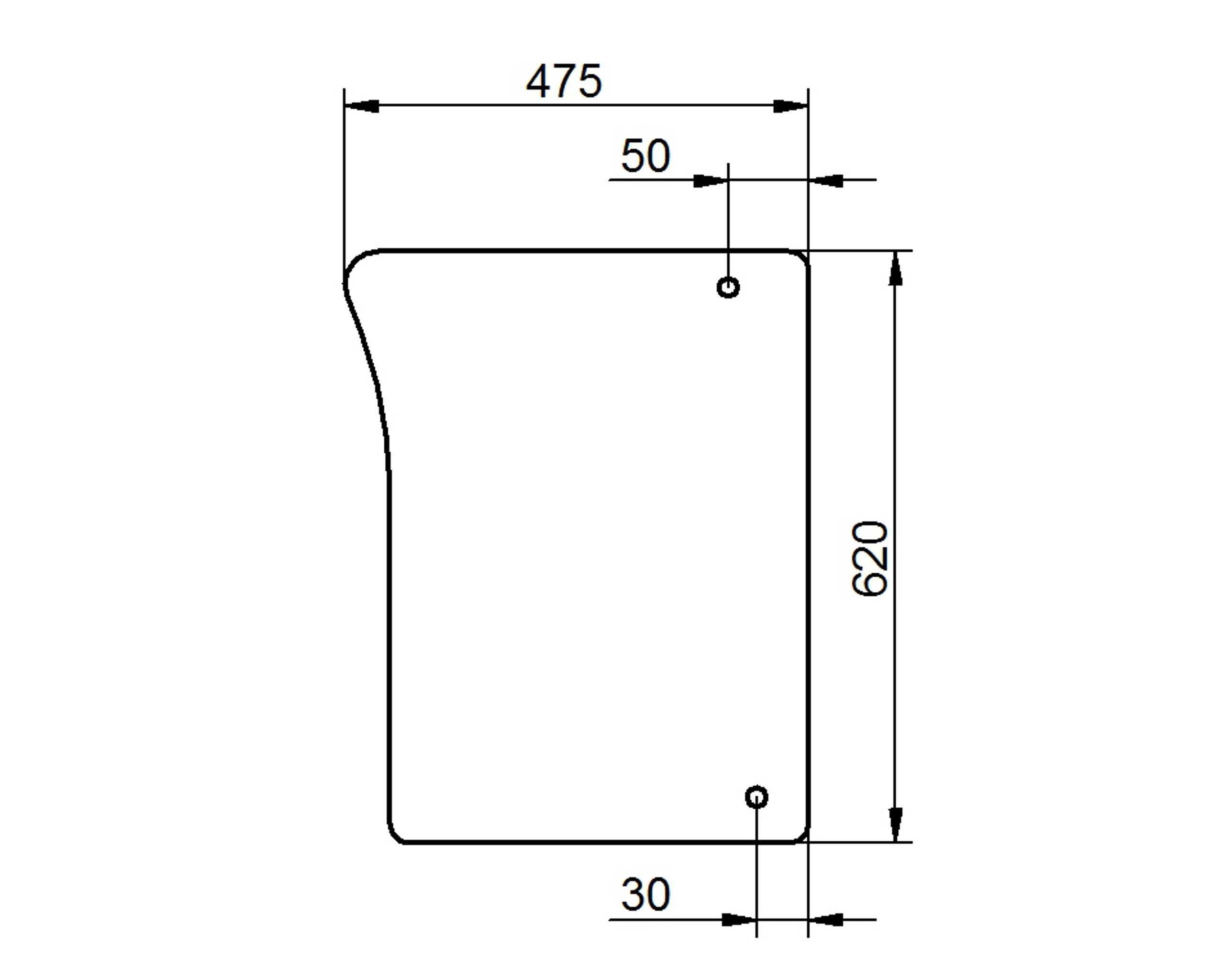 Szyba przednia dolna JOHN DEERE 6015,6020,6030,7030 Premium Lewa