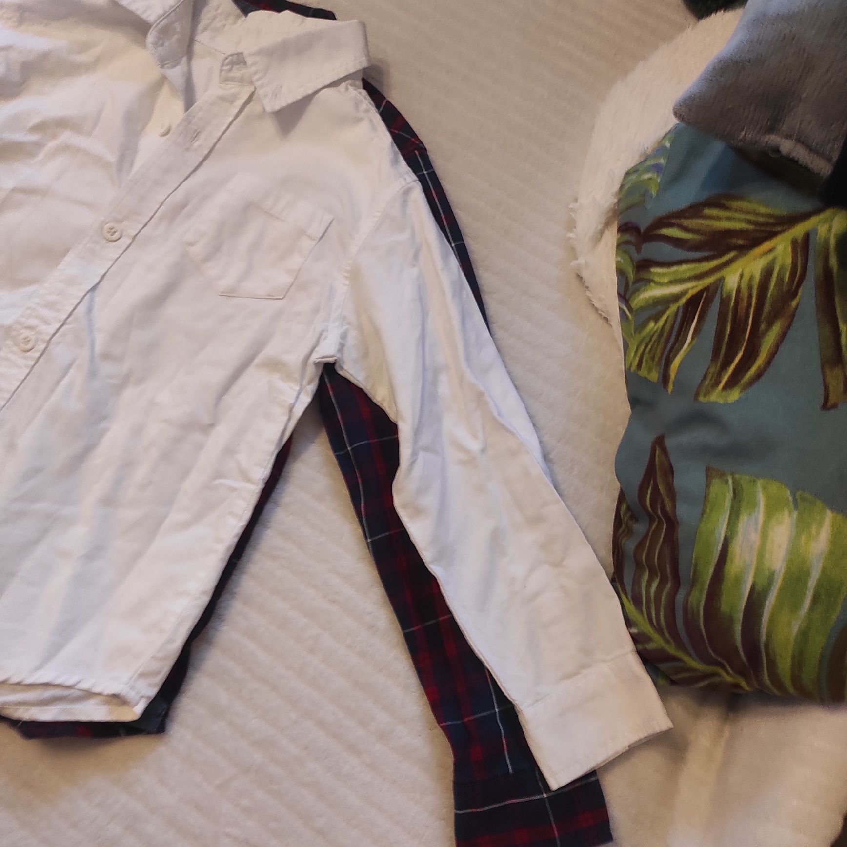 Koszula biała i koszula w kratkę h&m 128