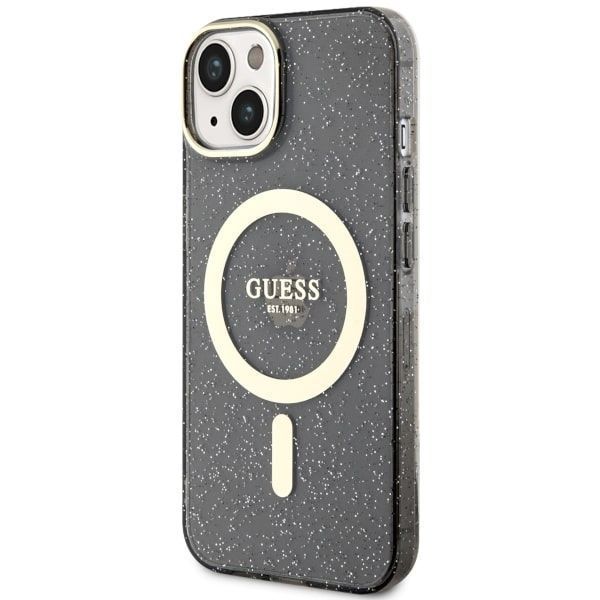 Etui Guess Glitter Gold MagSafe do iPhone 14/15 Plus 6.7" - Czarny