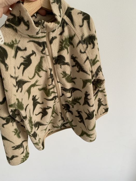 Bluza polar h&m 104 na suwak dinozaury khaki