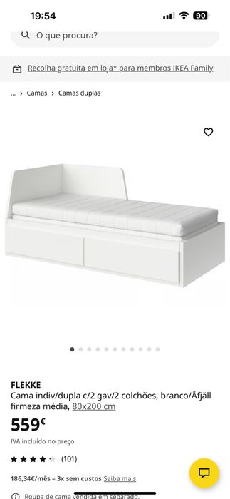 Cama flekke com 2 colchões e 2 gavetas