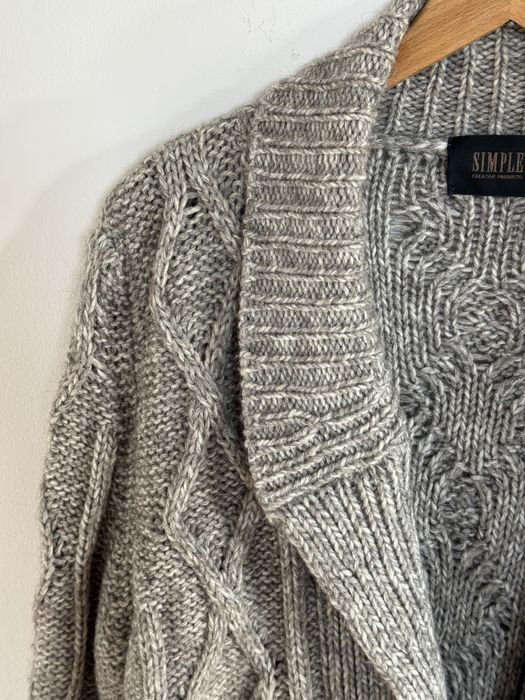 Kardigan Simple sweter wełna alpaki wełniany 42 alpaka szary