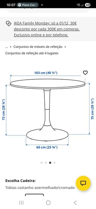 Mesa DOCKSTA IKEIA Redonda, Branca , como nova