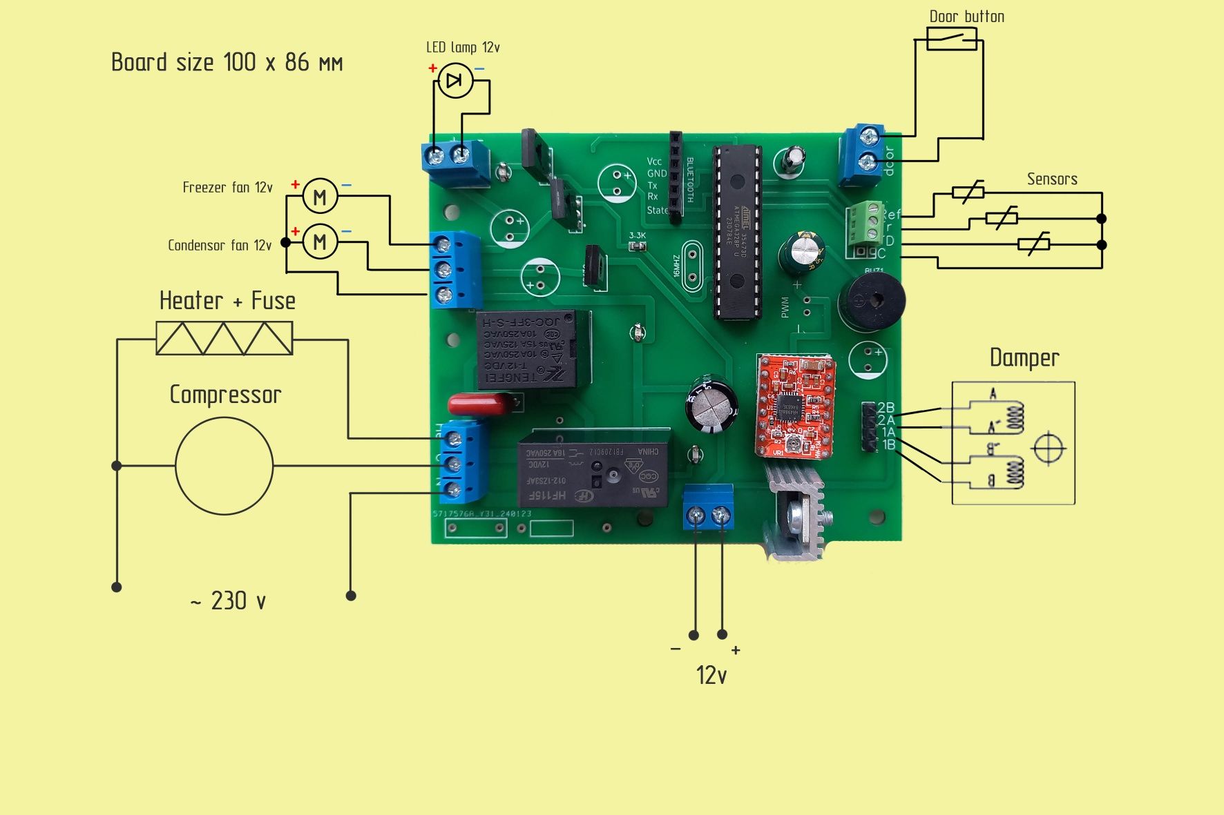 Универсальная плата управления холодильника (заслонка, клапан и т.п.)