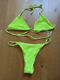 Bikini strój kąpielowe neonowy zielony L shein siateczka