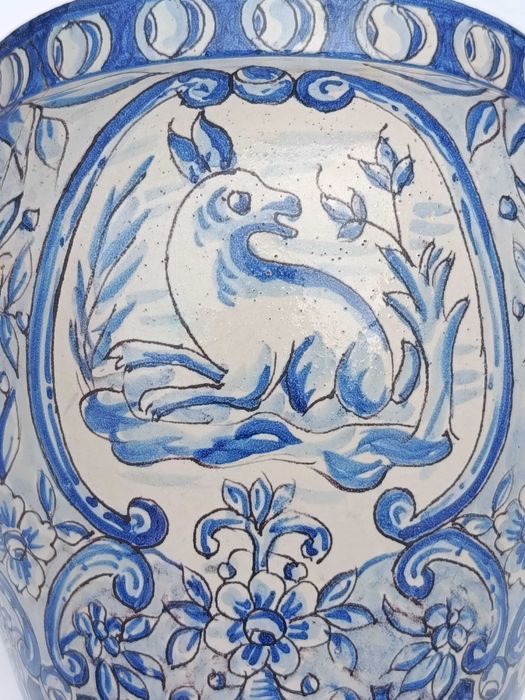 Vaso Cachepot Faiança Portuguesa St’ Anna Séc XVIII 24 cm