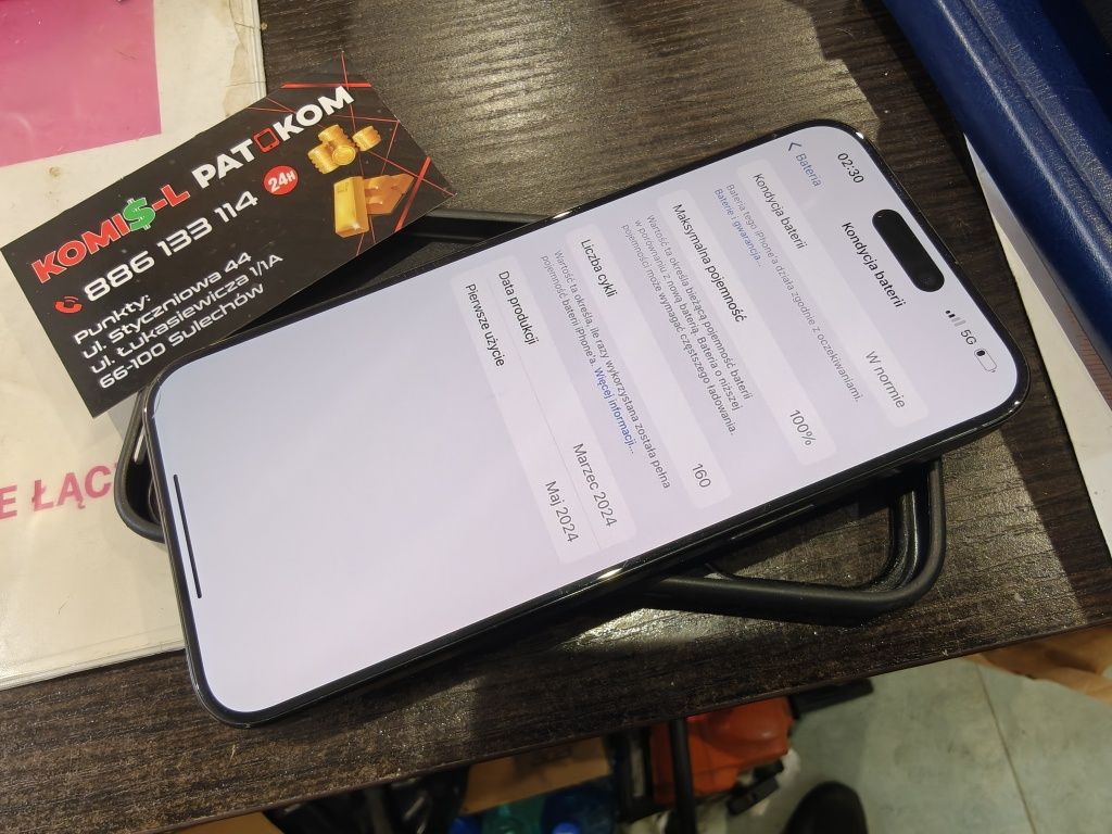 iPhone 15 Pro Max 256gb 100% baterii.. Titanium Black.. PAT-KOM