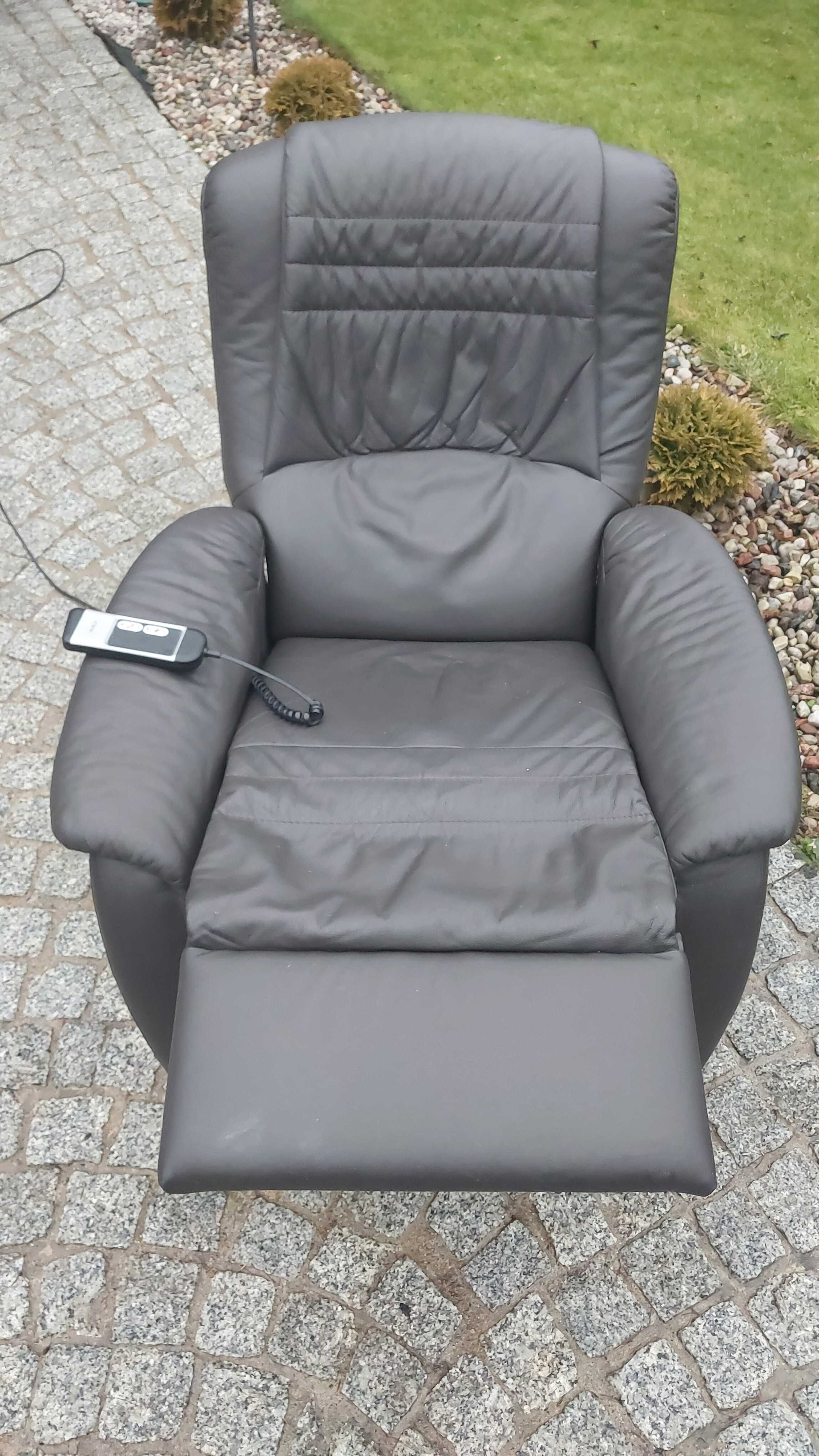 HUKLA fotel rozkładany z pionizacją i funkcją relax skóra nat pilot