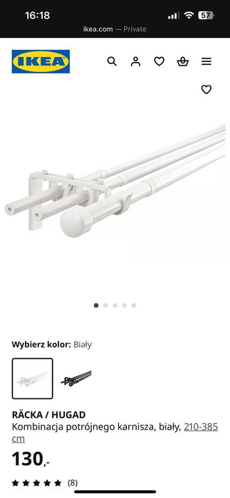 4x Karnisz IKEA od 120 do 210 cm