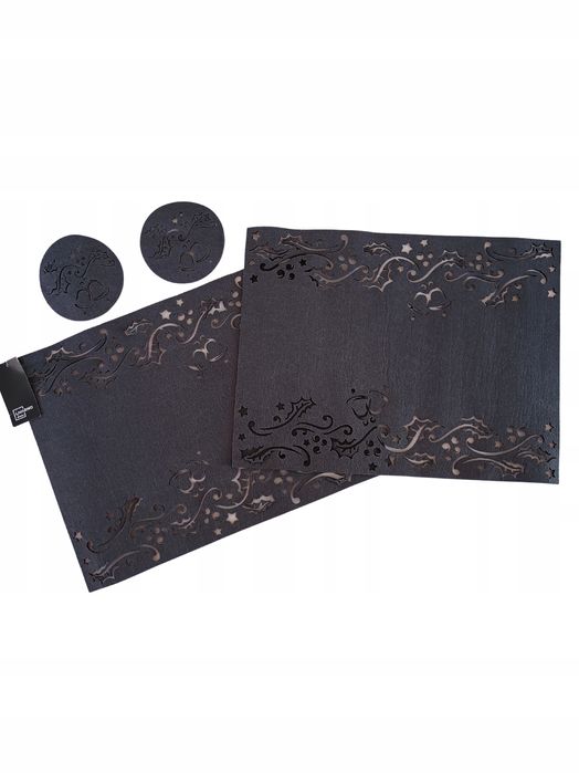 Maty filcowe świąteczne szare siwe zestaw 4 szt Boże Narodzenie