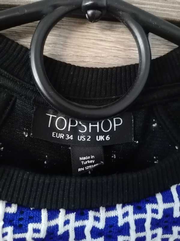 Topshop obcisła krótka sukienka opinająca mini we wzorki sexi 34 xs