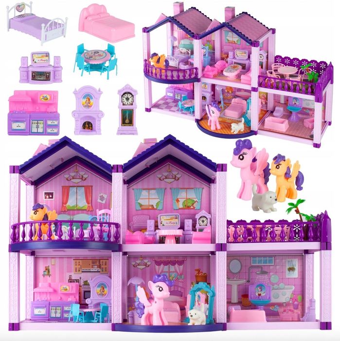 Duży domek dla lalek dla dzieci zabawka zabawa prezent 3+