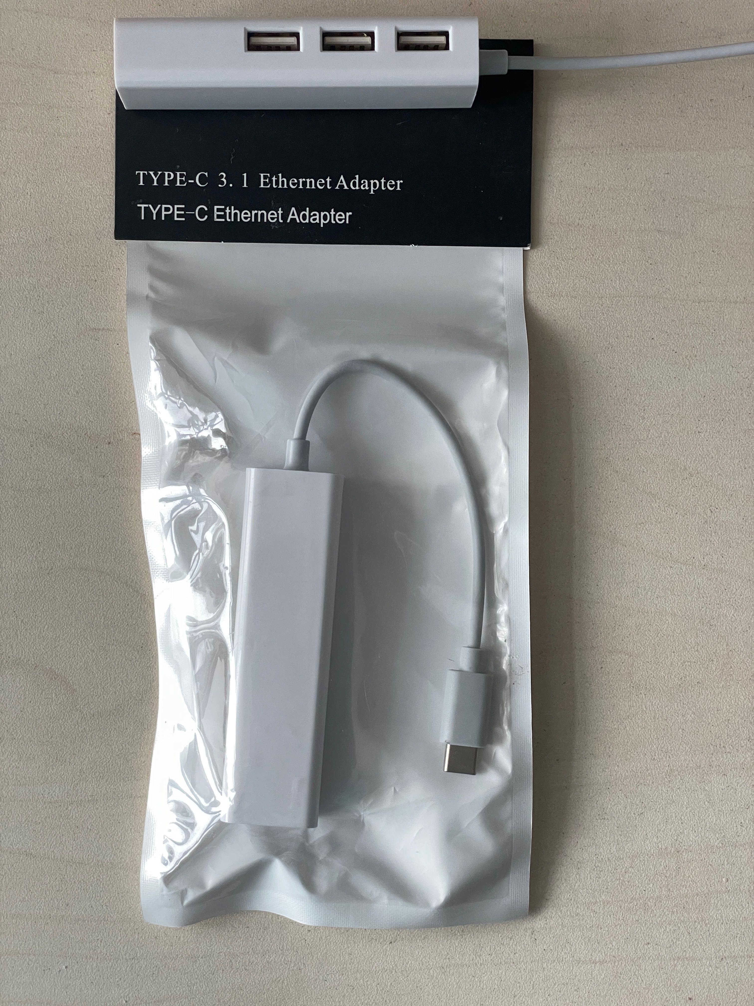 Хаб Type-C з Enthernet Adapter 3USB 2.0 / RJ45, White