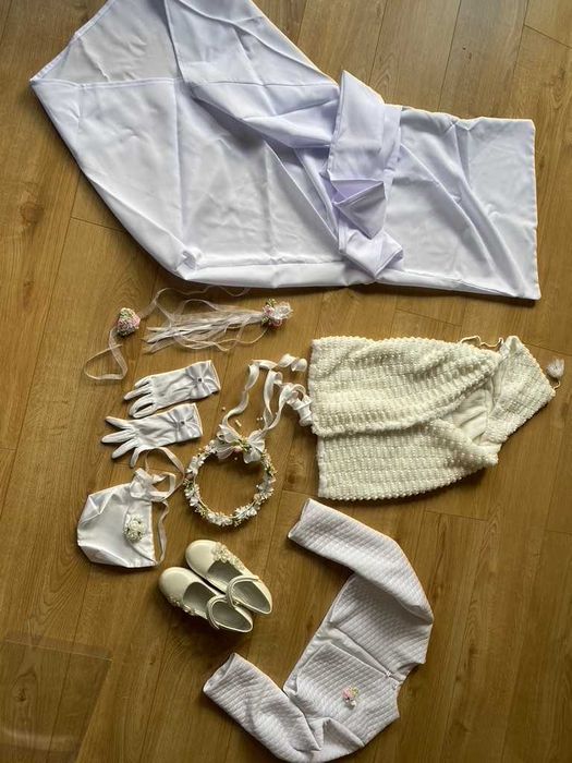 Alba wianek bolerko buty torebka pokrowiec na krzesło Komunia Święta