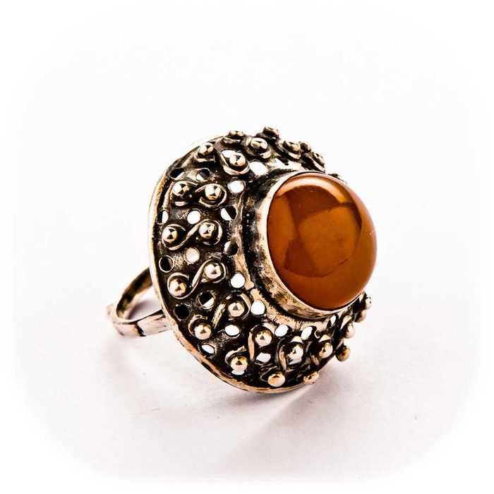 Artystyczny Srebrny Pierścionek - BURSZTYN - 16,75g - WEGAR - Kraków