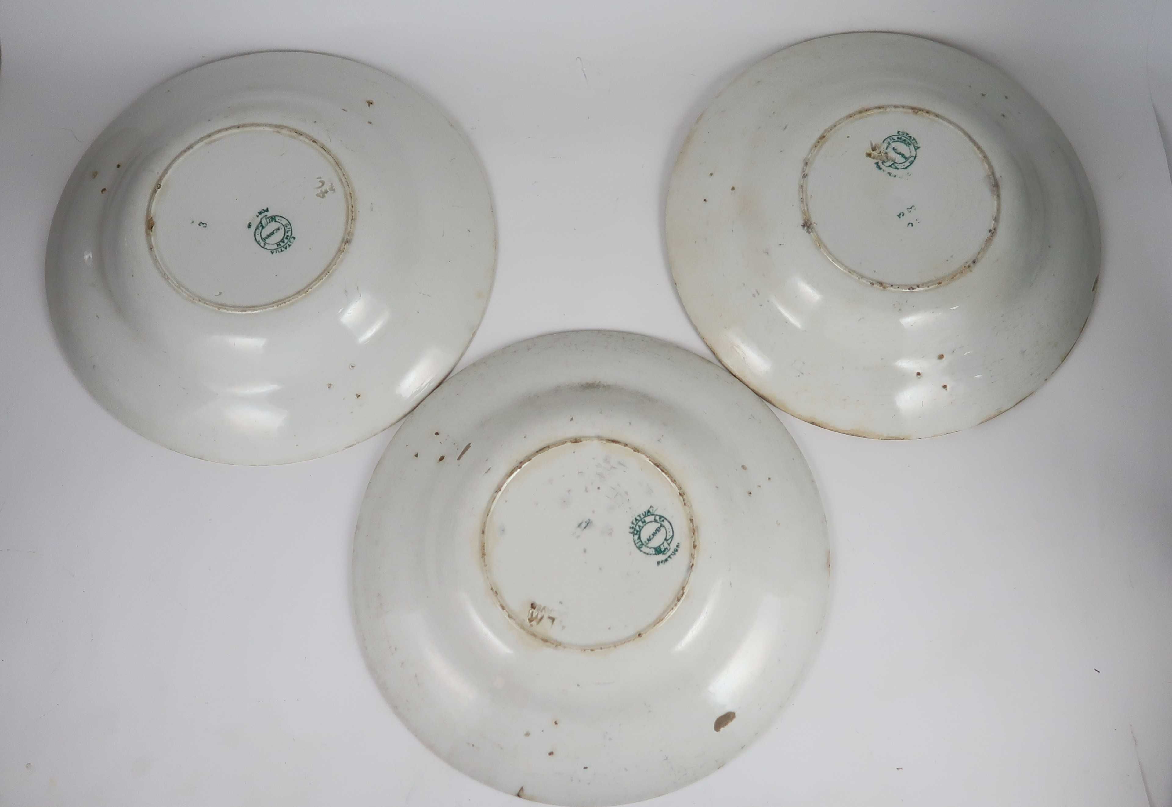 Conjunto de 7 pratos antigos cavalinho verde Sacavém