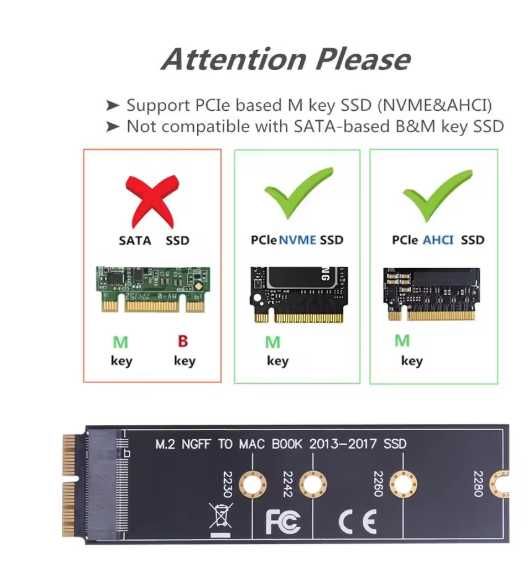 Adapter SSD NVMe MacBook Pro / Air 2013–2017 | M.2 na złącze Apple
