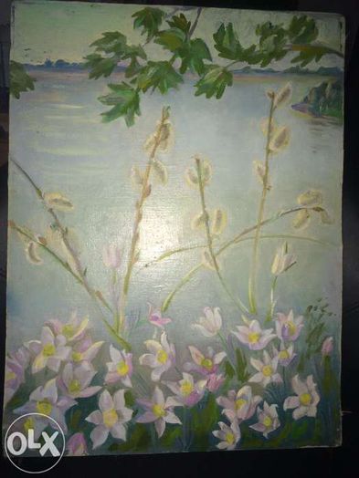 Картина Весенние берега маслом на холсте