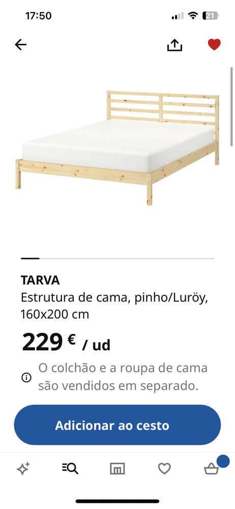 Cama de casal TARVA 140x200