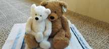 Peluche grande castanho e branco