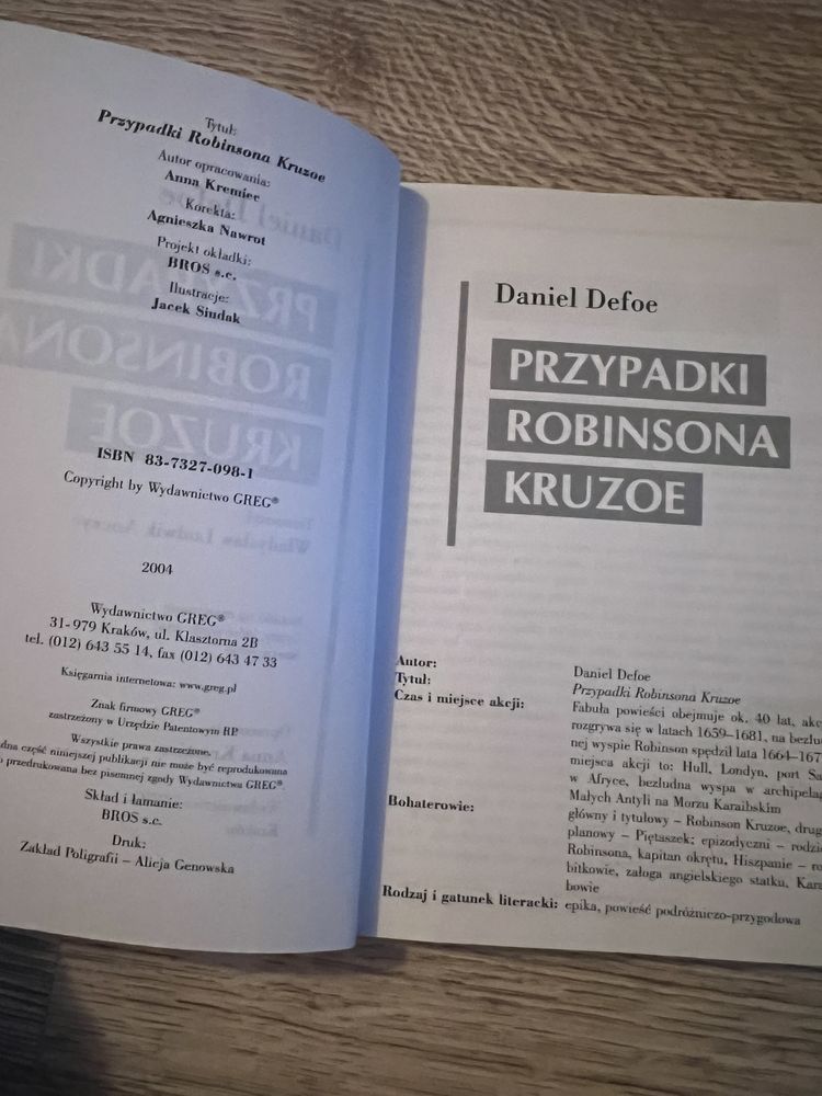 Przypadki Robinsona Kruzoe - Daniel Defoe Wydanie z opracowaniem GREG