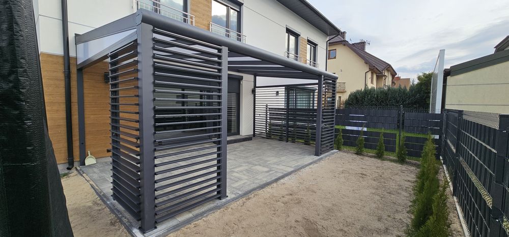 Pergola Aluminiowa 6x3m Zadaszenie Tarasu Ruchome ścianki, szklane
