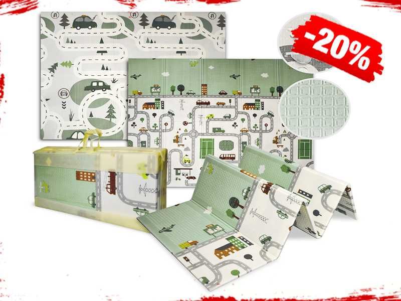 Duża Dwustronna Mata Piankowa Edukacyjna 180x200cm Składana (-20%)