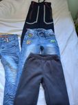 Spodnie jeans 98/104 River i 3 pary gratis dresy jeans