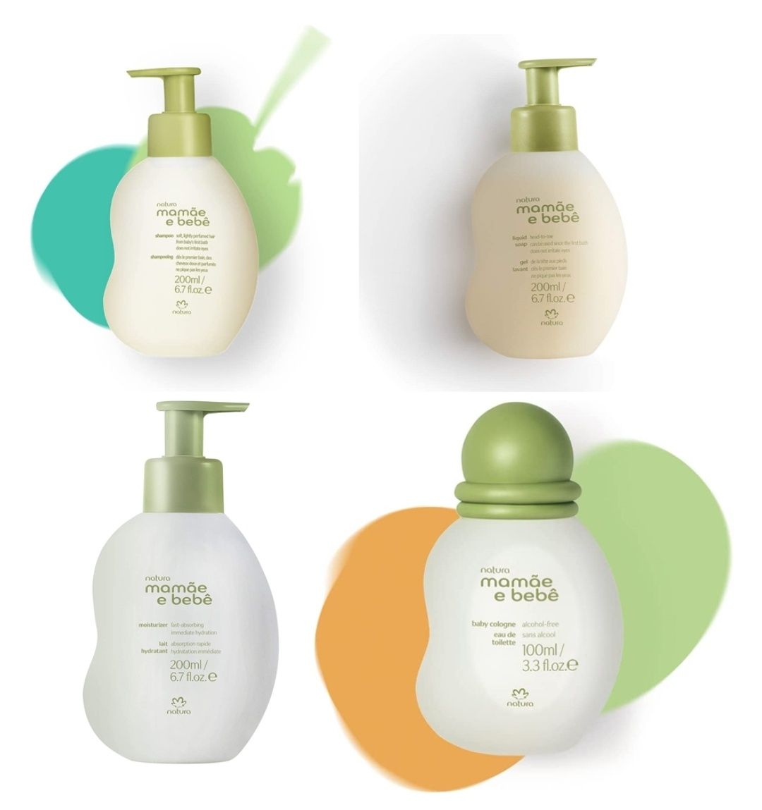 Kit Gel Banho Shampoo Colónia Leite Corporal Mamãe Bebé Natura Brasil