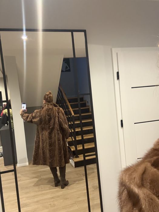 Futro z norek brazowe L/XL