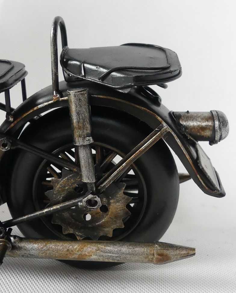 Metalowy MOTOR czarny retro pojazd 34 cm motocykl